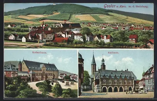 AK Goslar a. Harz, Steinberg, Kaiserhaus, Rathaus
