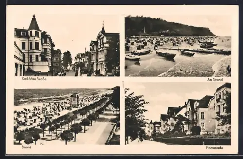 AK Bansin, Karl Marx Strasse, Strand, Promenade