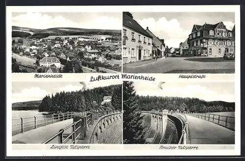AK Marienheide, Hauptstrasse, Lingese-Talsperre, Brucher-Talsperre