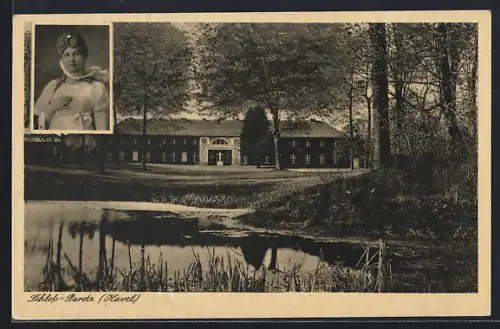 AK Paretz /Havel, Schloss mit Teich