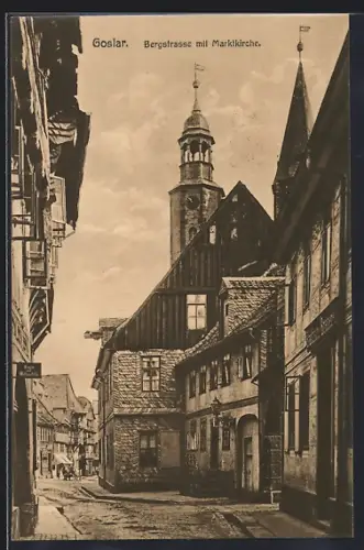 AK Goslar, Bergstrasse mit Marktkirche