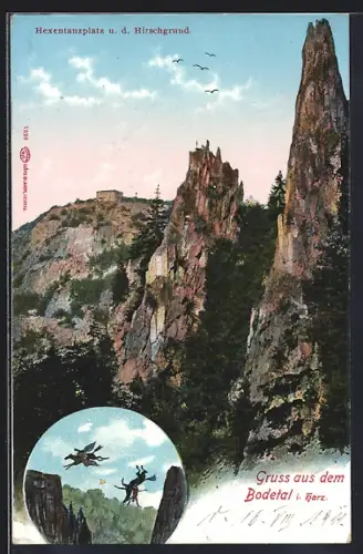 AK Bodetal i. Harz, Hexentanzplatz, Hirschgrund