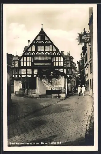 AK Bad Assmannshausen, Bauernschänke, Hotel Nassauer Hof
