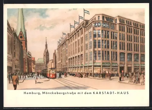 AK Hamburg, Mönckebergstrasse, Karstadt-Haus