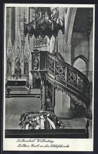 AK Wittenberg / Elbe, Luthers Grab in der Schlosskirche
