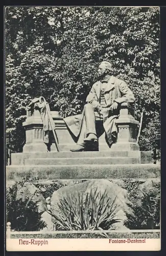 AK Neu-Ruppin, Fontane-Denkmal