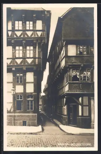 AK Goslar, Münzestrasse, Fachwerkhäuser