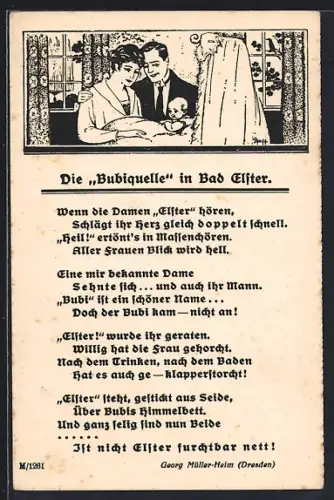 AK Bad Elster, Bubiquelle, Gedichtkarte