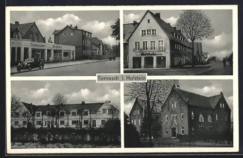 AK Tornesch i. Holstein, Tornescher Kaufhaus mit Strassenpartien