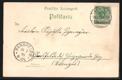 Lithographie Kamenz, Rathaus, Lessing-Denkmal, Lessingstift, Panorama