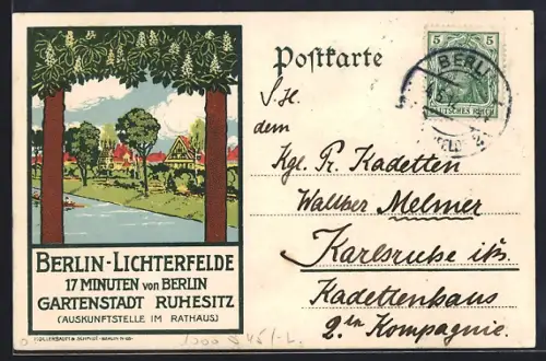 AK Berlin-Lichterfelde, Ortsansicht am Ufer