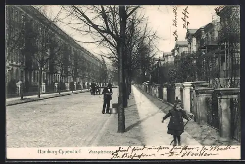 AK Hamburg-Eppendorf, Wrangelstrasse mit Wohngebäuden