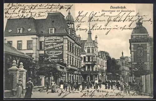 AK Osnabrück, Möserstrasse mit Gewerbehalle