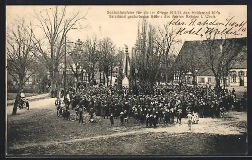 AK Rahden i. Westf., Gedächtnisfeier für die im Kriege 1914/15 den Heldentod gestorbenen Söhne des Amtes Rahden