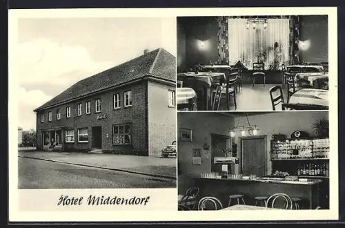 AK Holdorf / O., Hotel Middendorf, Aussen- u. Innenansichten