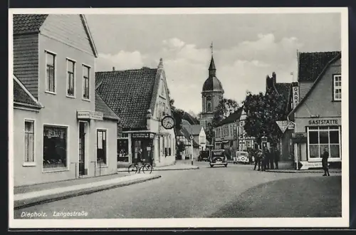 AK Diepholz, Langestrasse mit Gasthaus