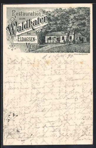 Vorläufer-Lithographie Mehle, 1893, Restaurant zum Waldkater