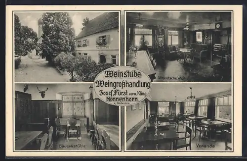 AK Nonnenhorn, Gasthof Josef Fürst vorm. Kling, Altdeutsche Weinstube, Bauernstüble, Veranda