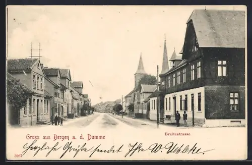 AK Bergen a. d. Dumme, Breitestrasse mit Passanten
