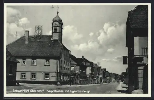 AK Schweinfurt-Oberndorf, Hauptstrasse mit Jugendherberge
