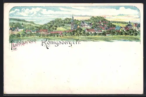 Lithographie Königsberg i. Fr., Ortsansicht aus der Vogelschau