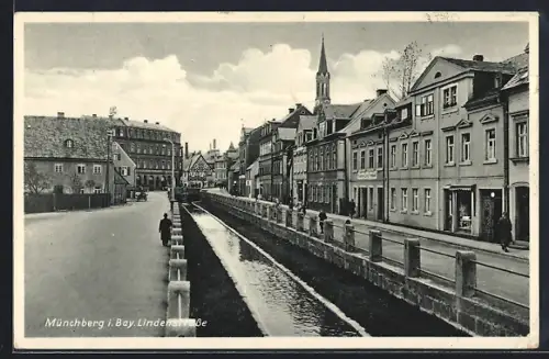 AK Münchberg i. Bay., Geschäfte in der Lindenstrasse