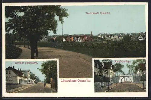 AK Lützschena-Quasnitz, Gasthof von Ernst Lindner, Jungfernstiege, Gartenstadt