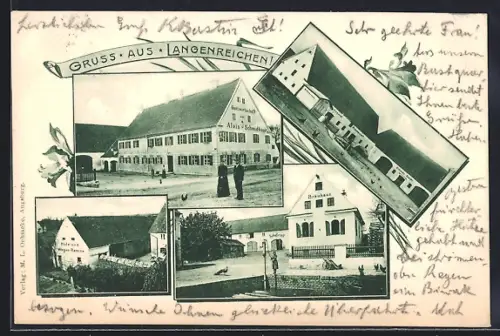 AK Langenreichen, Gasthaus von Alois Schmidbauer, Holz- und Wagen-Remise, Bräuhaus