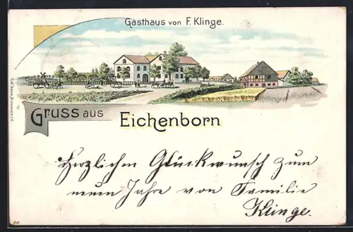 Lithographie Eichenborn, Gasthaus von F. Klinge