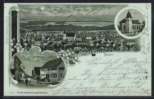 Mondschein-Lithographie Limbach /Baden, Handlung v. V. Zimmermann, Kirche