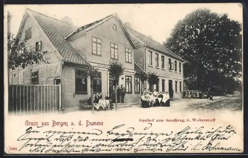 AK Bergen a. d. Dumme, Gasthof zum Sandkrug, Inh. G. Wolterstorff