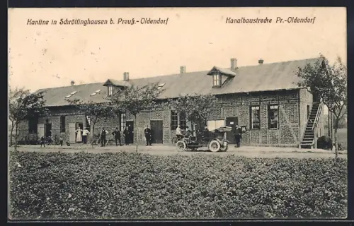 AK Schröttinghausen / Preussisch Oldendorf, Kantine, Kanalbaustrecke Pr.-Oldendorf