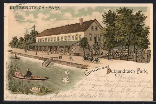 Lithographie Nürnberg, Gasthaus im Dutzendteich-Park