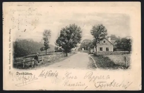 AK Dreistätten, Partie am Ortseingang