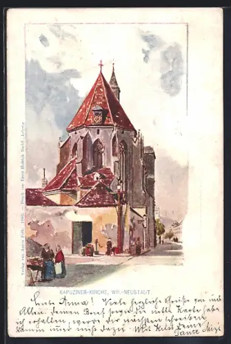 Künstler-AK Wr.-Neustadt, Kapuziner-Kirche