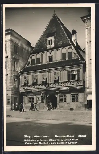 AK Steyr, Partie am Bummerlhaus, erbaut 1492