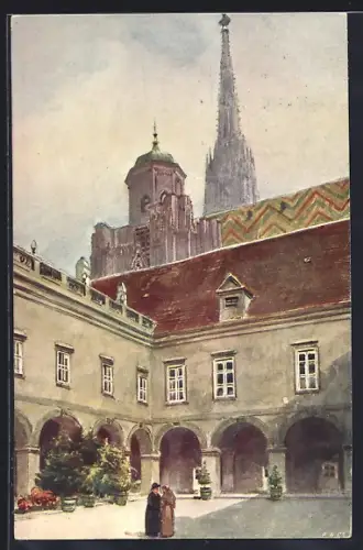 Künstler-AK Wien, Hof des Erzbischöflichen Palais