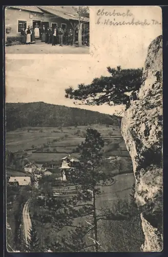 AK Eberbach b. Weissenbach, Franz Mittermüllers Gasthaus und Ortsansicht