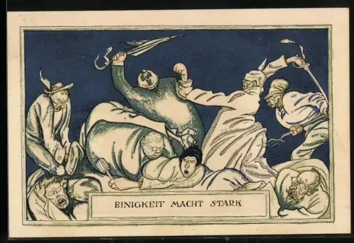 Notgeld Kahla 1921, 75 Pfennig, Einigkeit macht stark und Baum mit fallenden Blättern