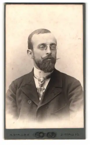Fotografie A. Strube, Zittau, Lessingstrasse 14, W. Immisch mit Bart