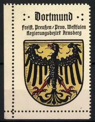 Reklamemarke Dortmund, Freist. Preussen /Prov. Westfalen, Wappen mit Adler, Kaffee-HAG Serie