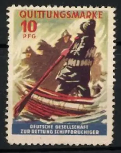 Reklamemarke Deutsche Gesellschaft zur Rettung Schiffbrüchiger, Rettungsschiff in stürmischer See
