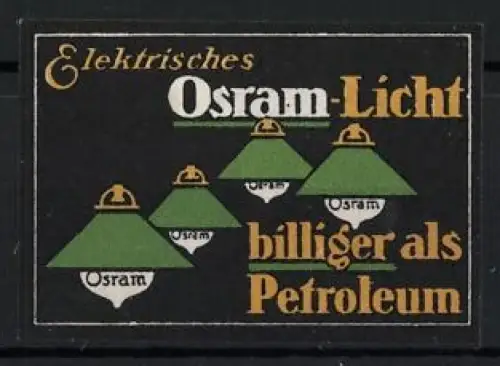 Reklamemarke Elektrisches Osram-Licht, Lampen und Schriftzug