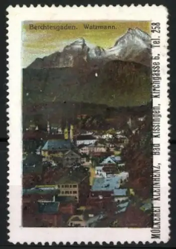 Reklamemarke Berchtesgaden, Watzmann, Berglandschaft