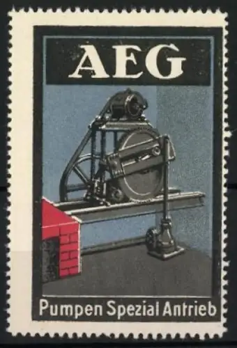 Reklamemarke AEG, Pumpen Spezialantrieb, Industrie-Maschine