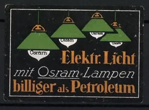 Reklamemarke Elektr. Licht mit Osram-Lampen, Grüne Lampen