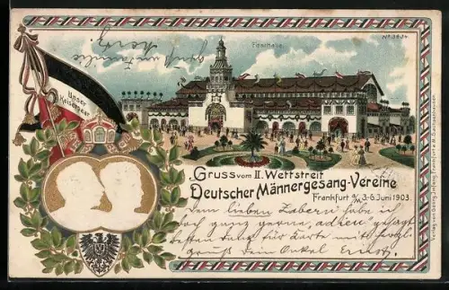 Lithographie Frankfurt am Main, II. Wettstreit Deutscher Männergesangvereine 1903, Festhallle