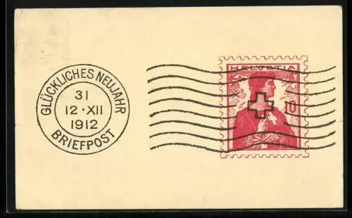 AK Schweizer Briefmarke mit Helvetia