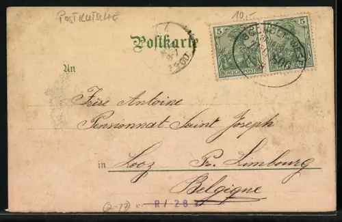 Lithographie Postkutsche mit vier Pferden