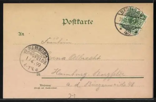 Lithographie Kleeblätter mit Blüten und Gedicht, Ich wollte aus der Fern ein Wort Dir grüssend schicken...